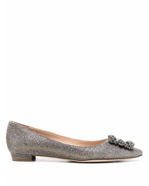 Manolo Blahnik Gray Hangisi Ballerina Shoes
