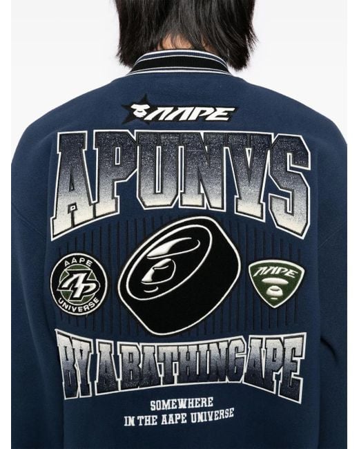 Aape By A Bathing Ape Blue Logo Varsity Jacket for men