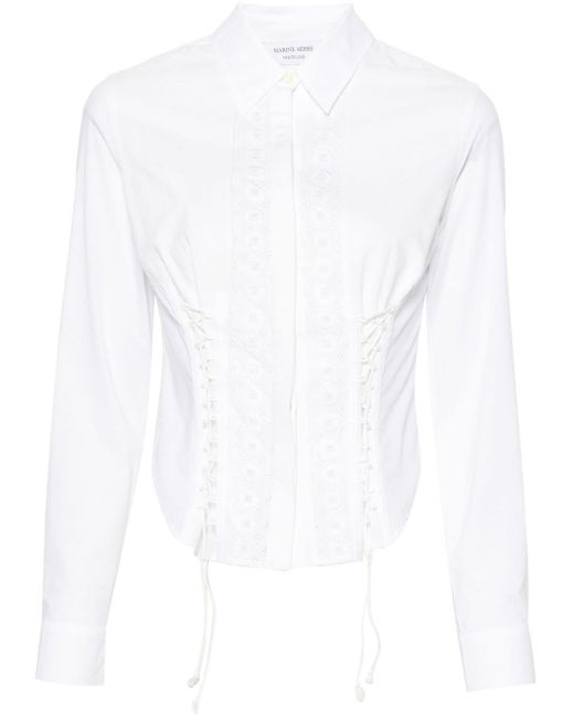 MARINE SERRE White Regenerated Household Linen Shirt - Women's - Viscose/acetate/cotton/spandex/elastane