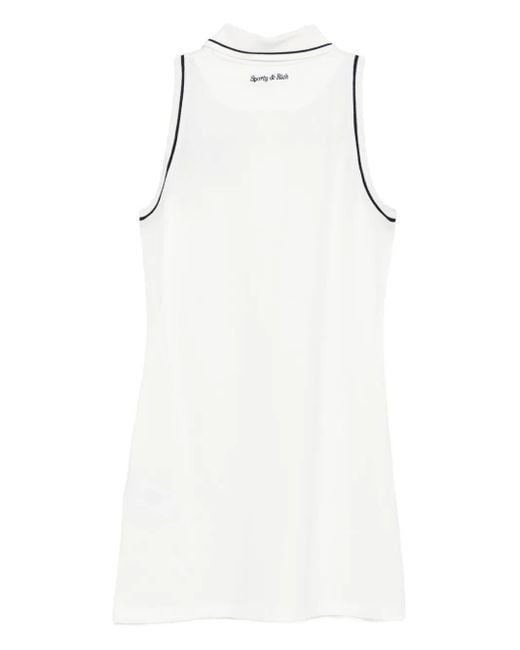 Sporty & Rich White Embroidered-Logo Polo Mini Dress