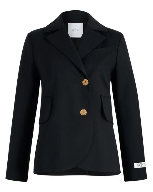Patou Black Belted Twill Blazer
