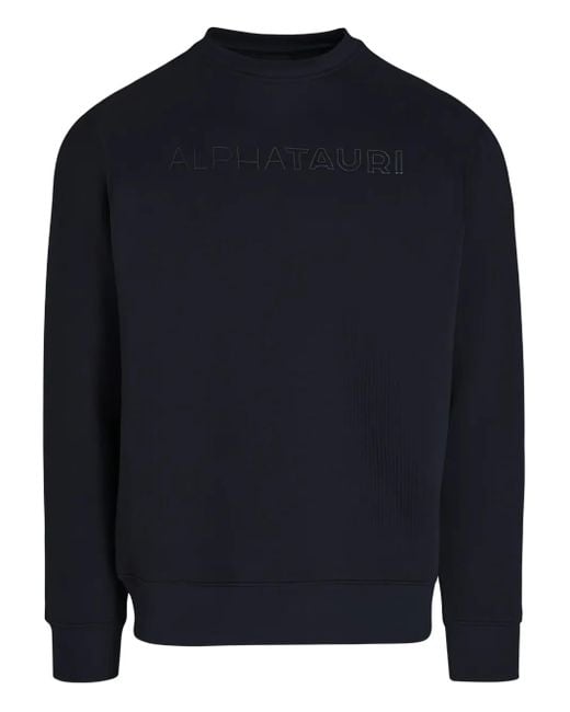 ALPHATAURI Blue Embossed-Logo Crew-Neck Sweatshirt for men