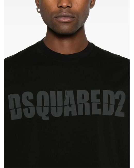 メンズ DSquared² ロゴ Tシャツ Black