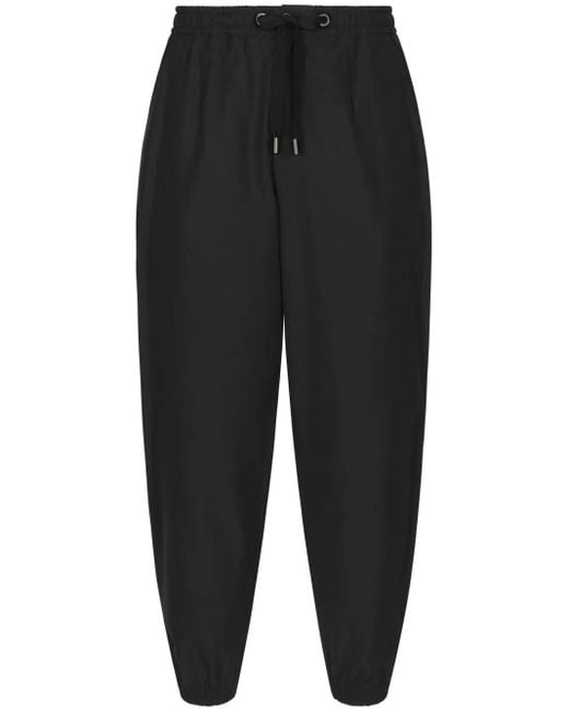 Dolce & Gabbana Black Drawstring-Waist Cotton Track Pants for men