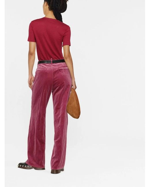 DSquared² Embroidered-Logo Velvet Trousers