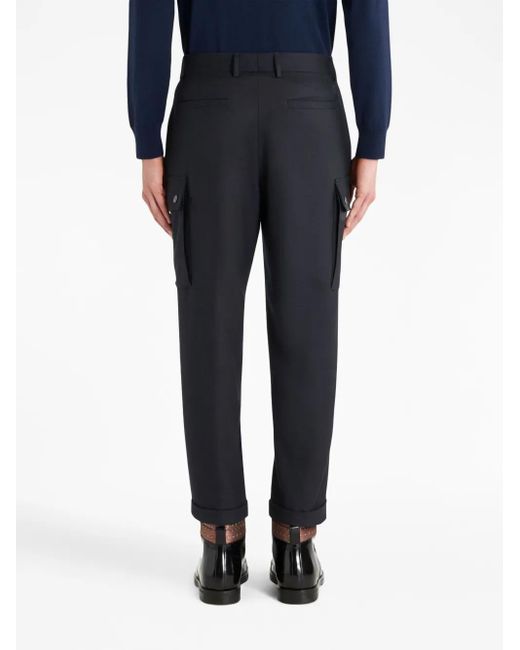 Etro Blue Wool Cargo Trousers for men