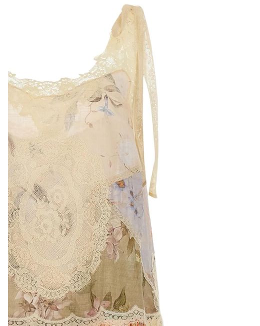 Zimmermann Natural Lace-Trimmed Floral Dress