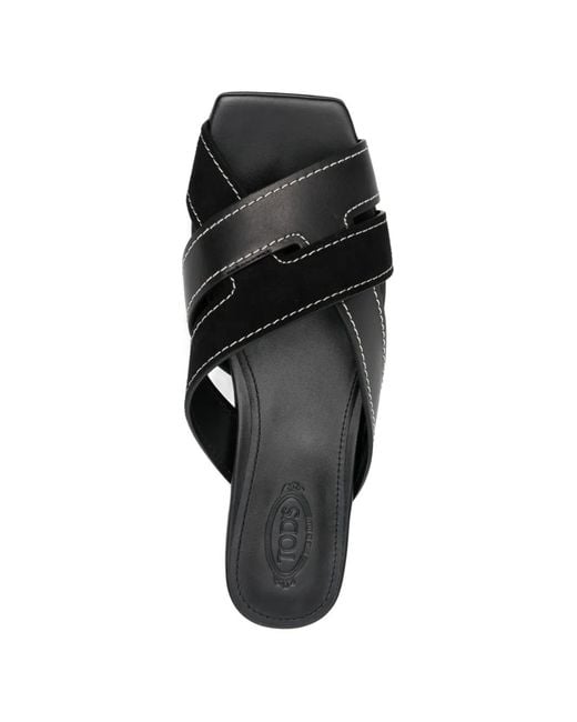Tod's Black Lace-Up Heeled Sandals