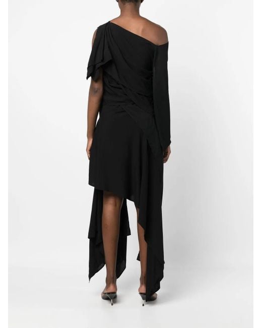 Yohji Yamamoto Black Asymmetric Cotton-Blend Dress