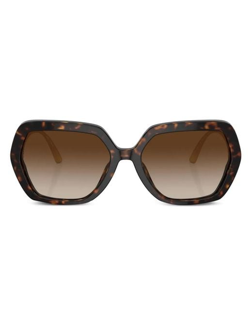 Dolce & Gabbana Brown Crystal Oversize-Frame Sunglasses