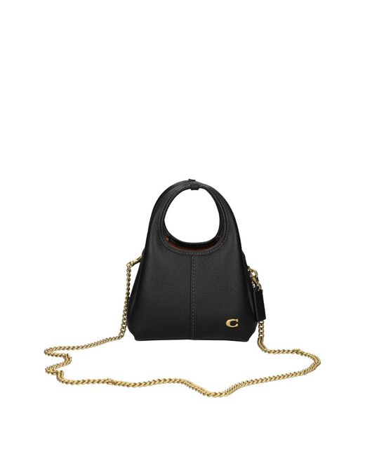 COACH Black Grained Leather Shoulder Bag