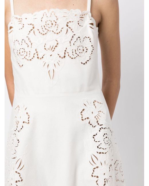Elie Saab Midi-jurk Met Geborduurde Bloemen in het White