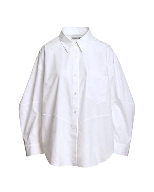 Essentiel Antwerp White Kreative Brooch-Detail Oversized Shirt