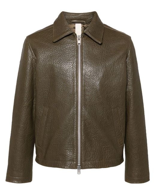 sunflower Green Embossed Leather Jacket for men