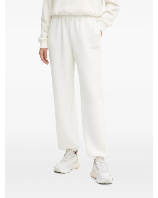 Guess White Rhinestone-Logo Track Pants