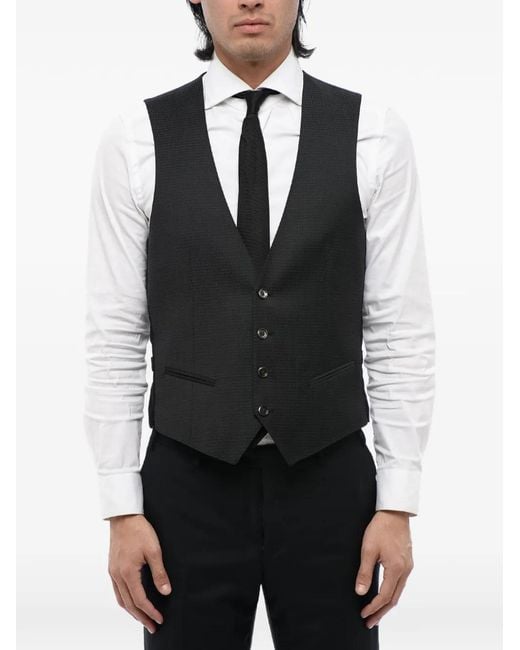 Corneliani Black Single-Breasted Waistcoat for men