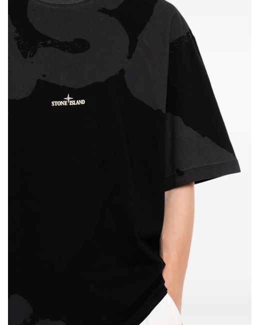 Stone Island Black Logo-Printed T-Shirt for men