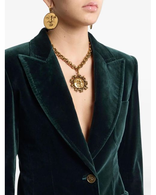 Etro Green Single Button Front Blazer