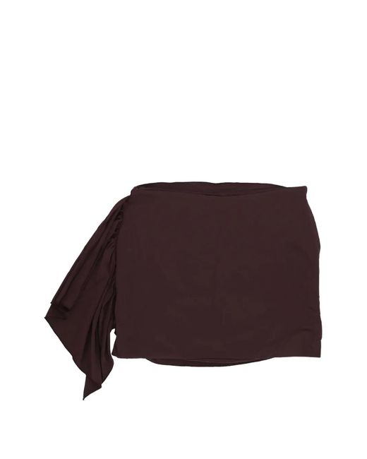 FEDERICA TOSI Brown Ruched Draped Mini Skirt