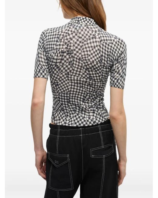 Ganni Gray Patterned-Jacquard Top