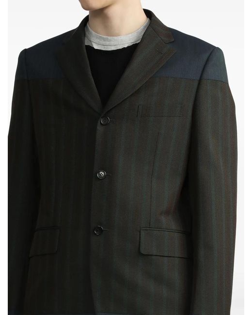 Comme des Garçons Black Panelled Striped Blazer for men