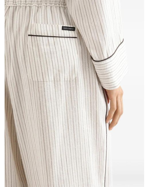 Dolce & Gabbana White Striped Fabric Vanity Trousers for men