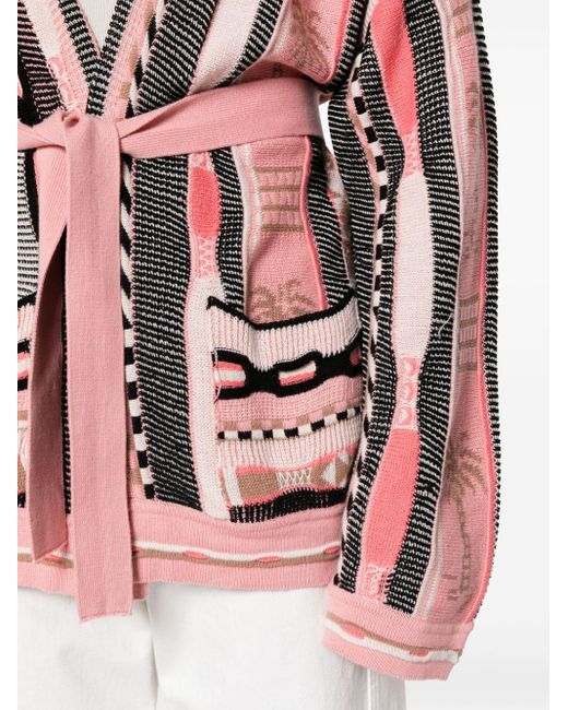 Laneus Pink Patterned-jacquard Cotton Cardigan for men