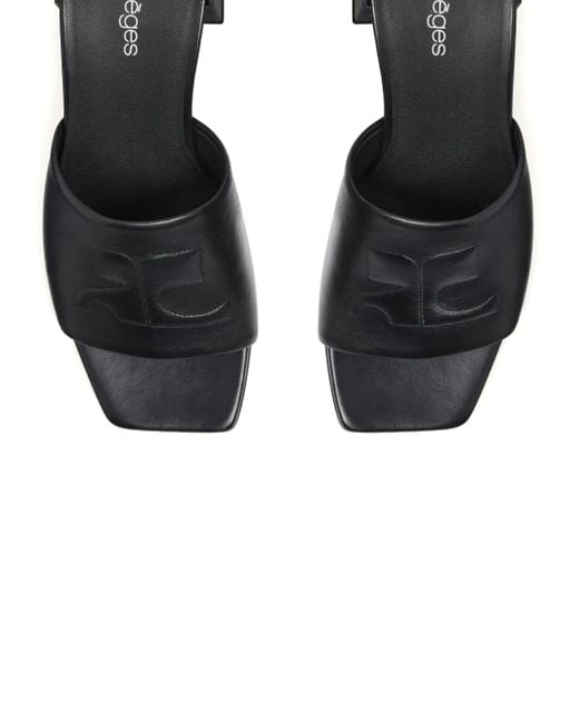 Courreges Black Square Open Toe Sandals