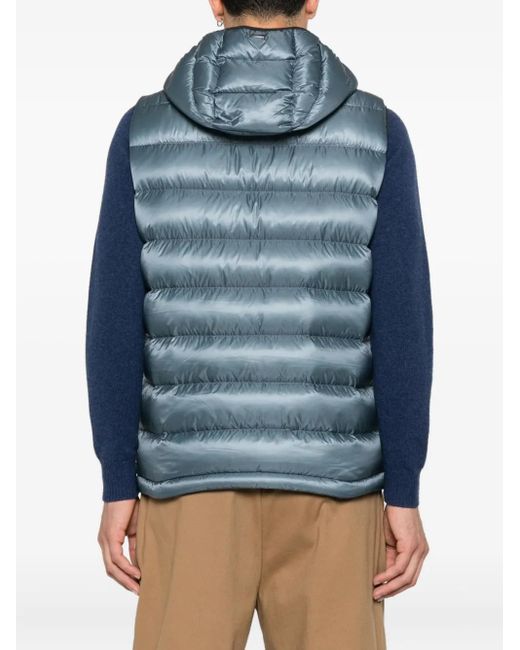 メンズ Herno フーデッド パデッドベスト Blue
