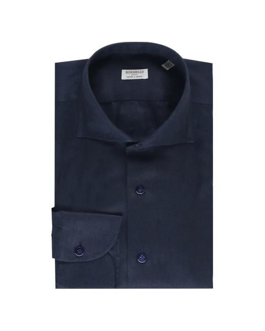 Borriello Blue Chemise Boutonnée À Col Italien for men