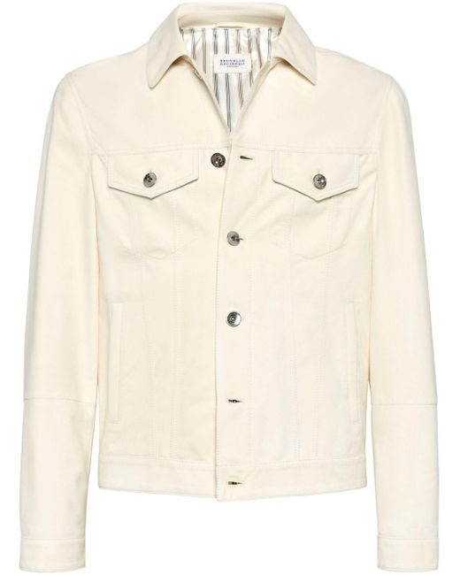 Brunello Cucinelli Natural Button-up Leather Jacket for men
