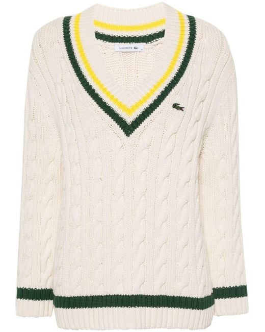 Lacoste Natural Pullover mit Zopfmuster