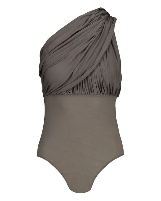 Rick Owens Gray Lido Draped Asymmetric Bodysuit