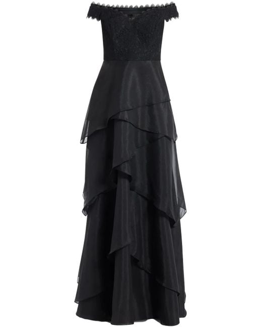 Aidan Mattox Blue Off-Shoulder Organza Ballgown