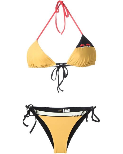 Bikini À Détail "Oeil" Fendi en coloris Metallic