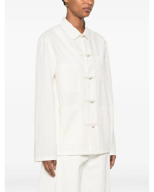 The Row White Behati Toggle-Fastening Jacket
