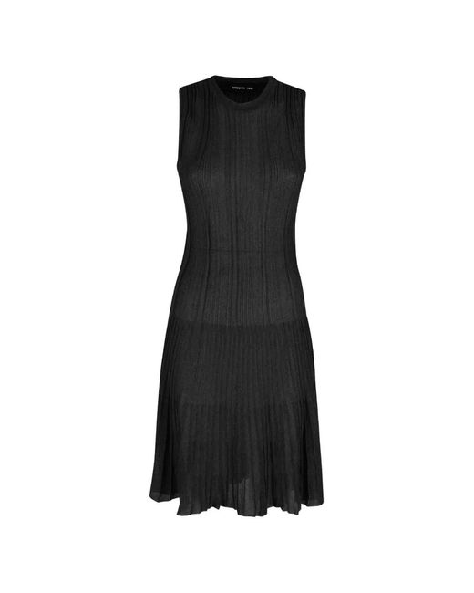 FEDERICA TOSI Black Robe Mi-Longue Côtelée À Design Sans Manches