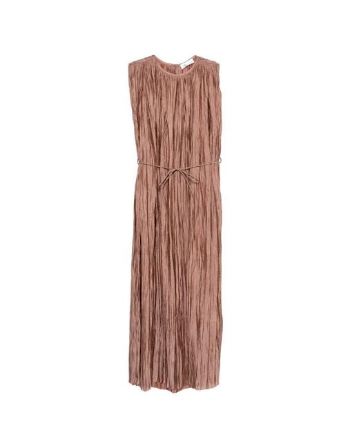 Roberto Collina Brown Ruched Tie Dress