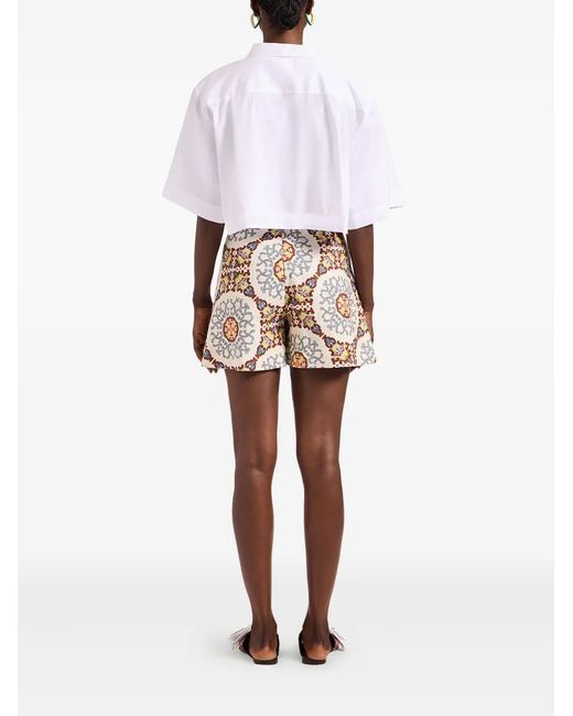 LaDoubleJ White Ballata Medallion Print Shorts