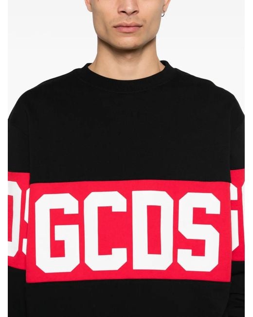 Gcds Black Logo Crew-Neck Sweater for men