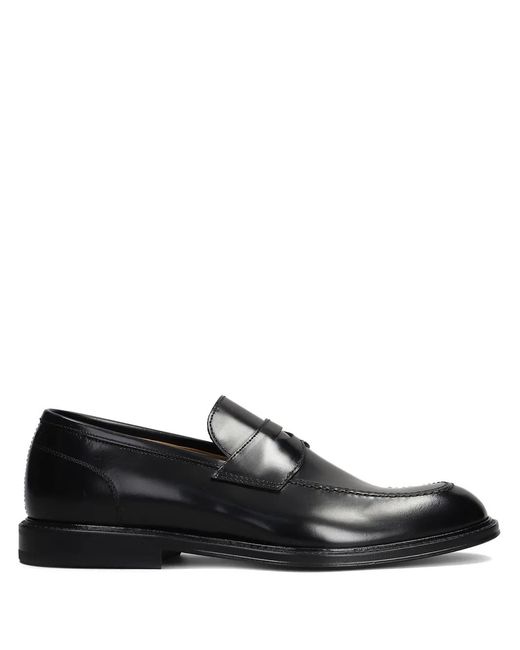 Green George Black Leather Loafers for men