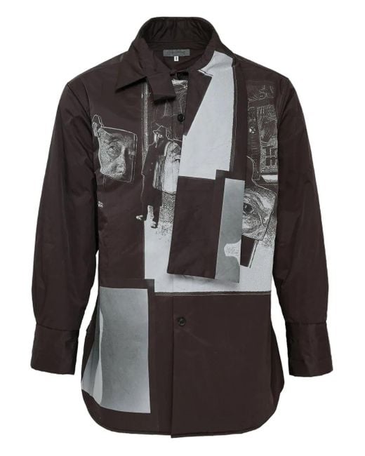 Yohji Yamamoto Black Stole-Detail Padded Shirt for men