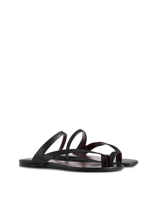Khaite White Aimee Leather Flat Sandals