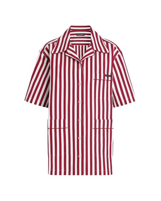 Dolce & Gabbana Red Striped Chest-Pocket Shirt