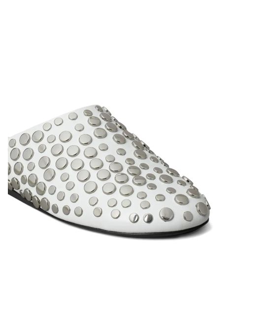 Tory Burch White Studded Leather Mules