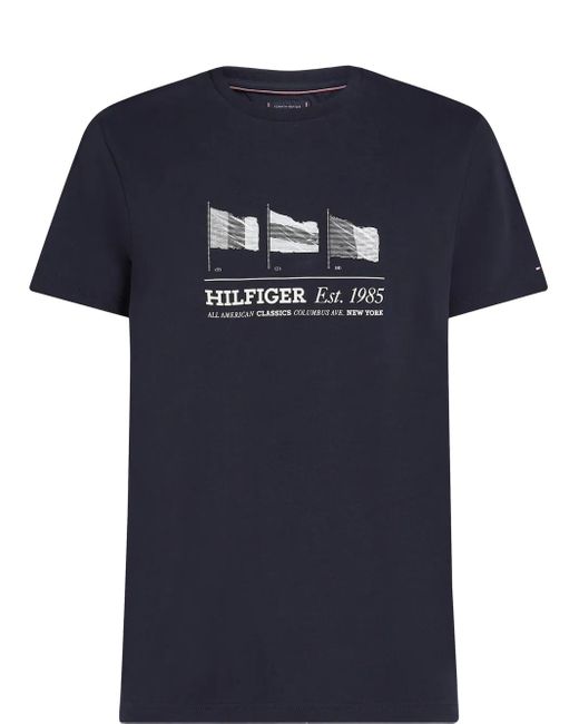 Tommy Hilfiger Blue Flag-Print T-Shirt for men
