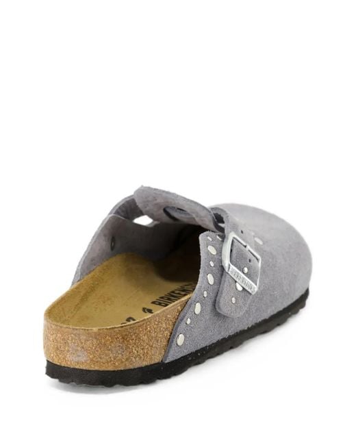 Birkenstock White Boston Rivets Mules