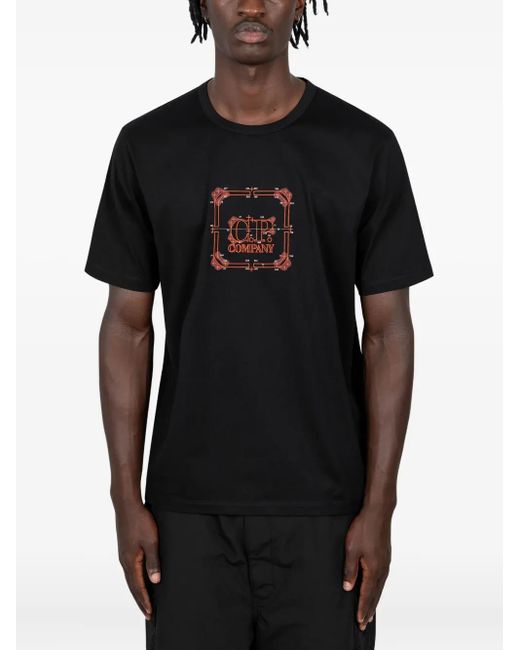 C P Company Black Square-Logo T-Shirt for men