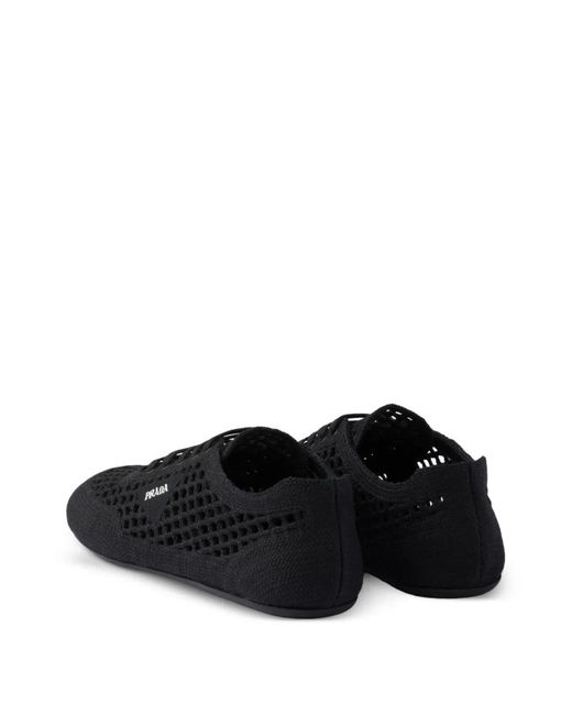 Prada Black Cotton Crochet Collapse Sneakers