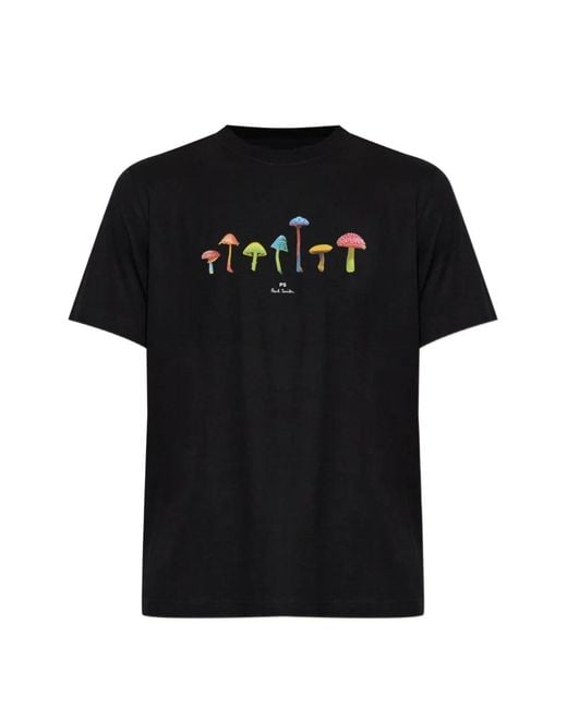Paul Smith Black Mushrooms Print T-Shirt for men